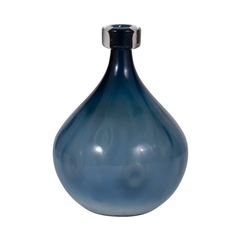 GLASS, 11 DIMPLE VASE BLUE