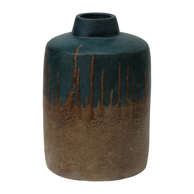 TERRACOTTA, 12H 2-TONE VASE, BLUE/IVORY