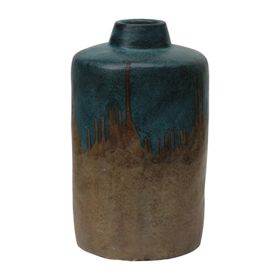 TERRACOTTA, 14H 2-TONE VASE, BLUE/IVORY