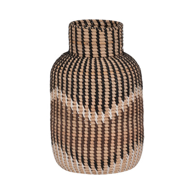 RATTAN, 13H WOVEN VASE, MULTI