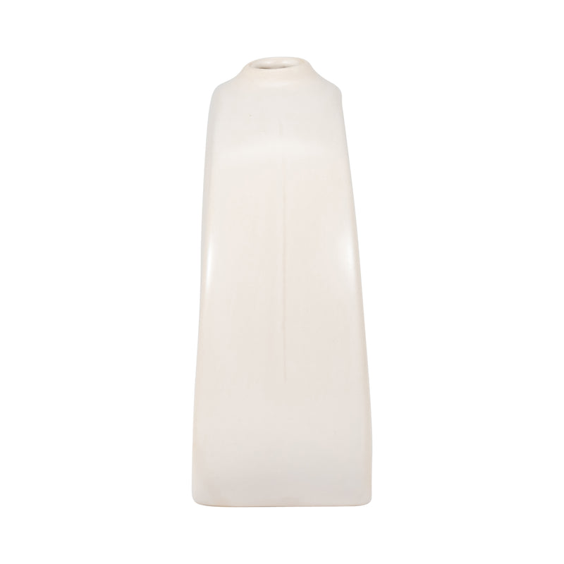 STONEWARE 7 CURVY CUT-OUT VASE, COTTON