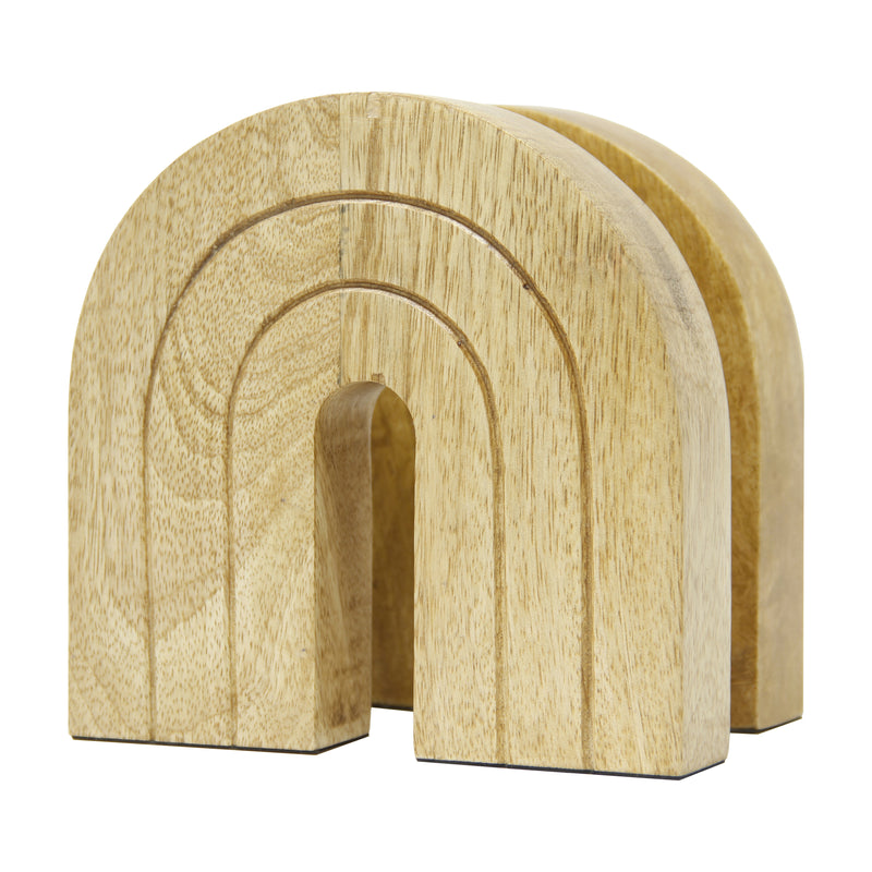 WOOD, S/2 6 ARCH BOOKEND, NATURAL