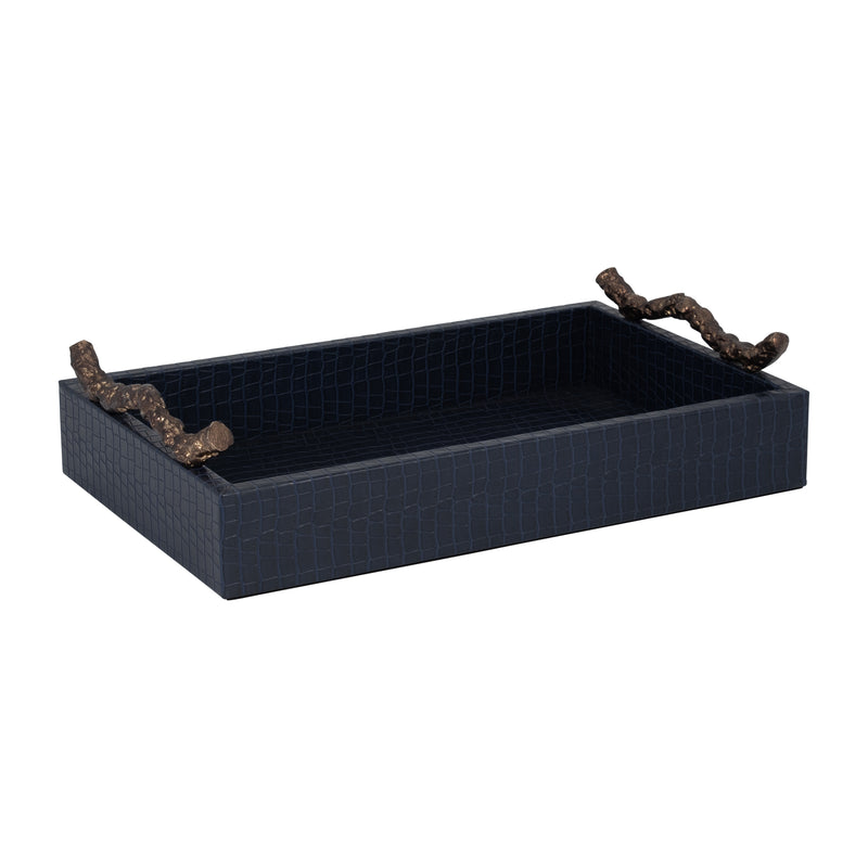 FAUX LEATHER, 16 COPENHAGEN TRAY, NAVY/GOLD