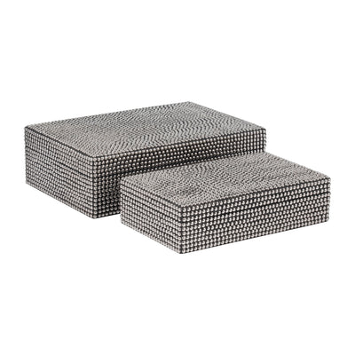 METAL, S/2 10/12 STUDDED BOXES, SILVER/BLACK