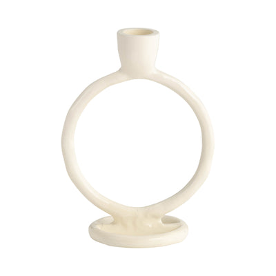 METAL, 6 ROUND RING TAPER CANDLEHOLDER, COTTON