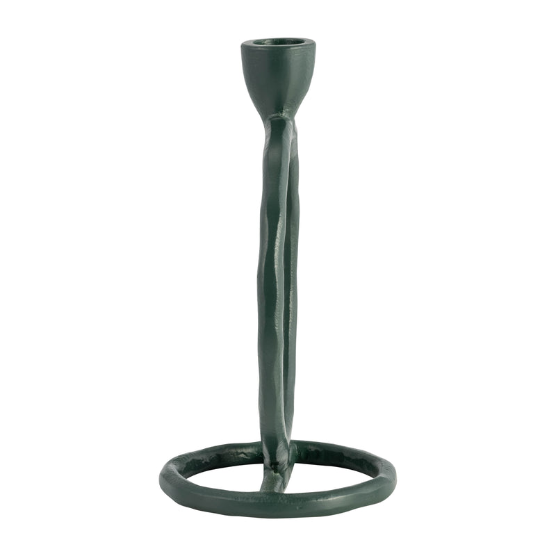 METAL, 7 ROUND RING TAPER CANDLEHOLDER, DARK GREE