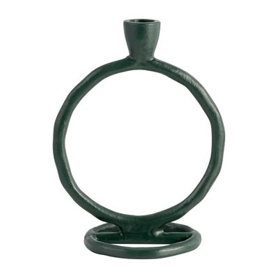 METAL, 7 ROUND RING TAPER CANDLEHOLDER, DARK GREE