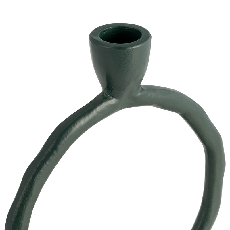 METAL, 7 ROUND RING TAPER CANDLEHOLDER, DARK GREE