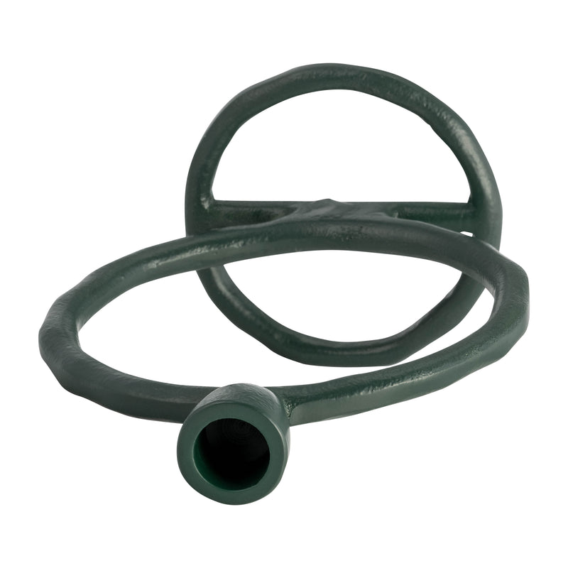 METAL, 7 ROUND RING TAPER CANDLEHOLDER, DARK GREE