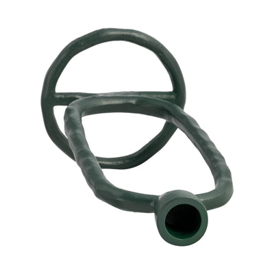 METAL, 10 OPEN OVAL TAPER CANDLEHOLDER, DARK GREE