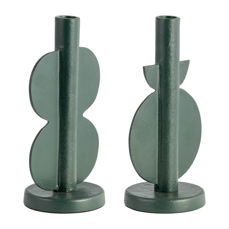 METAL, S/2 9 NOMAD TAPER CANDLEHOLDERS, DARK GREE