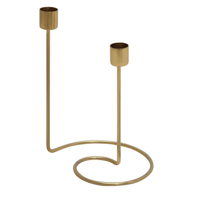 METAL, 8 SWIRLY 2-TAPER CANDLEHOLDER, GOLD