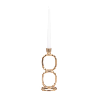 METAL, 10 DOUBLE STACK TAPER CANDLEHOLDER, GOLD