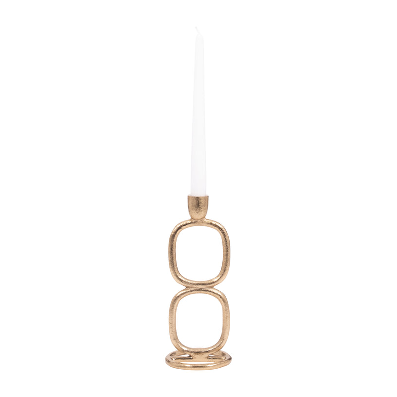 METAL, 10 DOUBLE STACK TAPER CANDLEHOLDER, GOLD