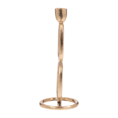 METAL, 10 DOUBLE STACK TAPER CANDLEHOLDER, GOLD