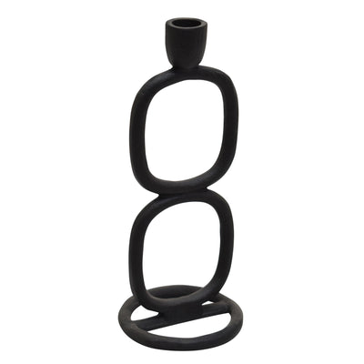 METAL, 10 DOUBLE STACK TAPER CANDLEHOLDER, BLACK