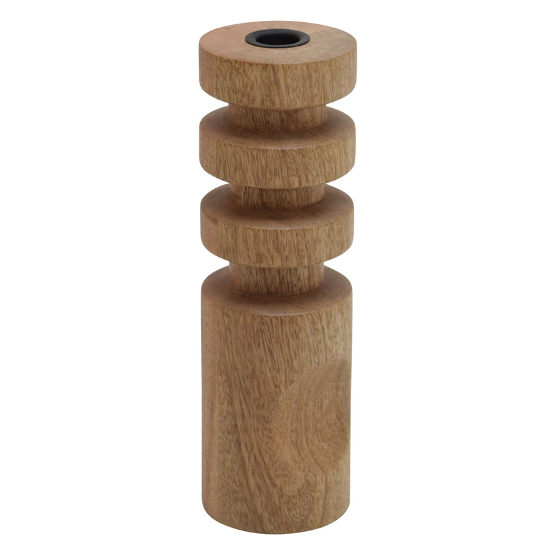 WOOD, 10 STACKED TAPER CANDLEHOLDER NATURAL