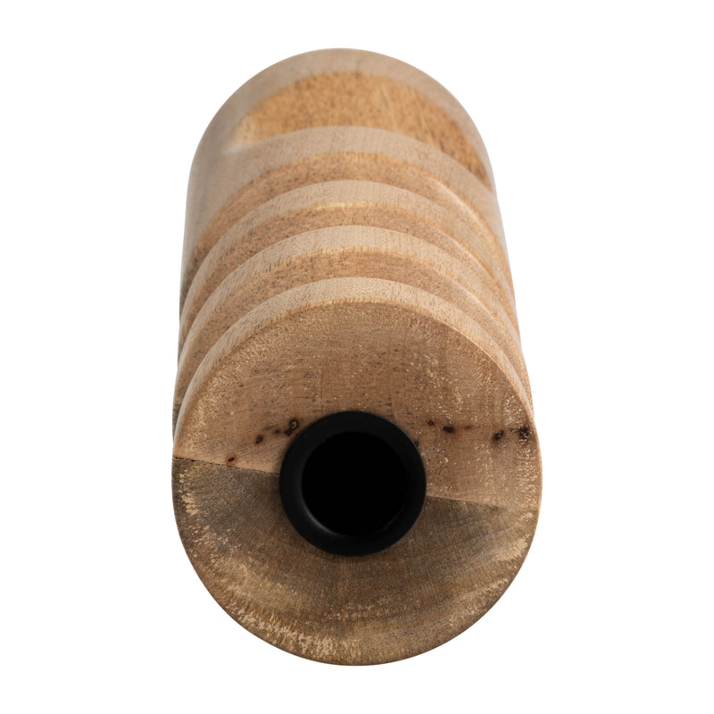 WOOD, 14 STACKED TAPER CANDLEHOLDER NATURAL