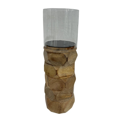 WOOD, 12 STACKED HEXAGON PILLAR HURRICANE, NATURA