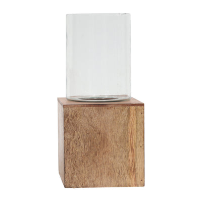 WOOD, 13 SQUARE BASE PILLAR HURRICANE, NATURAL