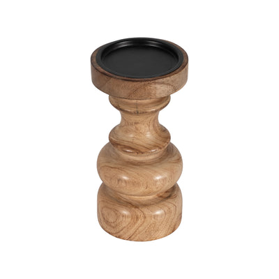 WOOD, 8 TRADITIONAL PILLAR CANDLEHOLDER, NATURAL