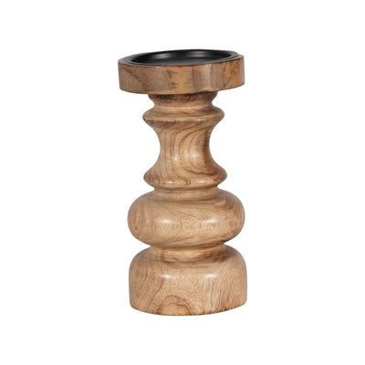 WOOD, 8 TRADITIONAL PILLAR CANDLEHOLDER, NATURAL