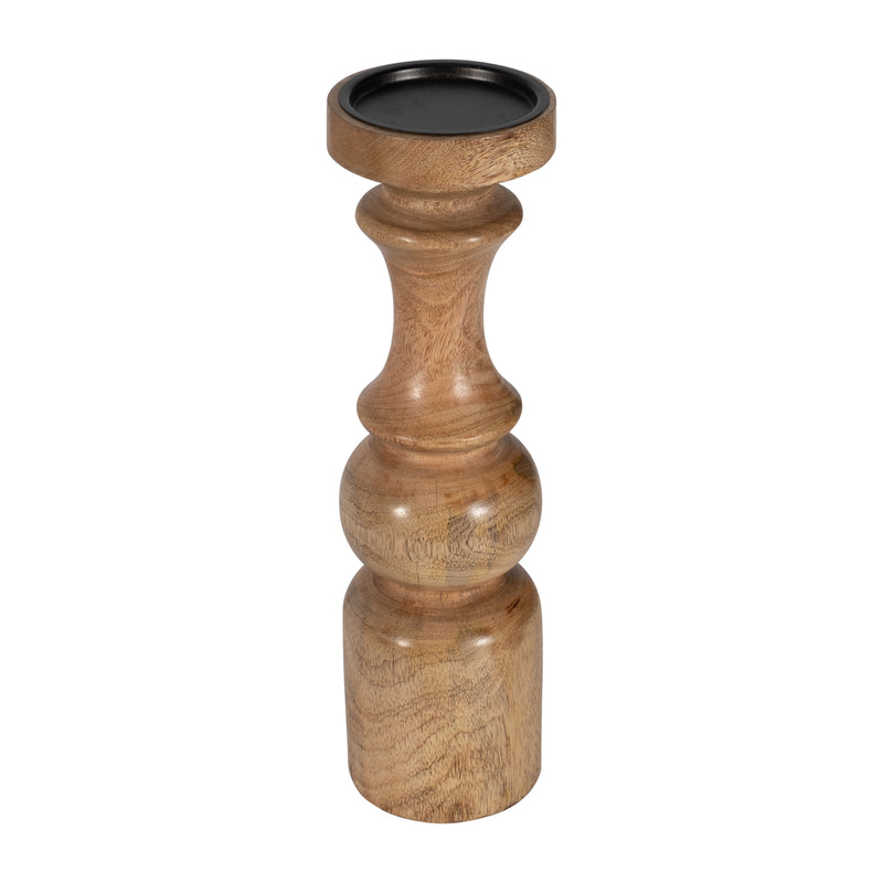 WOOD, 14 TRADITIONAL PILLAR CANDLEHOLDER, NATURAL