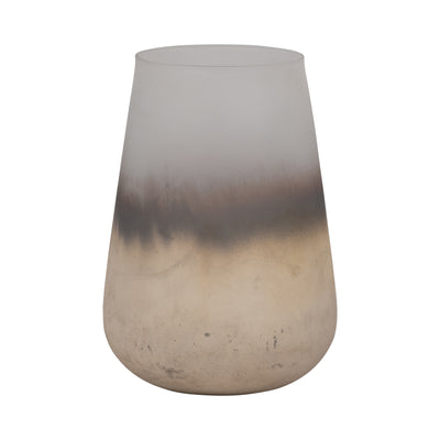 GLASS, 9 ANTIQUED FINISH VASE, IVORY