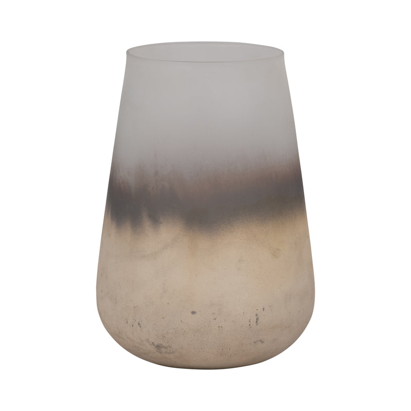 GLASS, 9 ANTIQUED FINISH VASE, IVORY