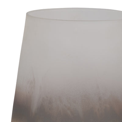 GLASS, 9 ANTIQUED FINISH VASE, IVORY