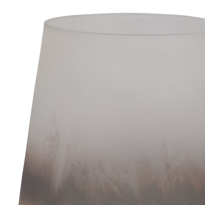 GLASS, 9 ANTIQUED FINISH VASE, IVORY