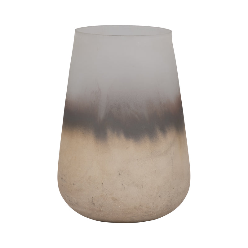 GLASS, 9 ANTIQUED FINISH VASE, IVORY