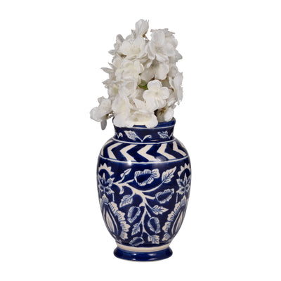 CERAMIC, 9 VINES TALAVERA VASE, BLUE/WHITE