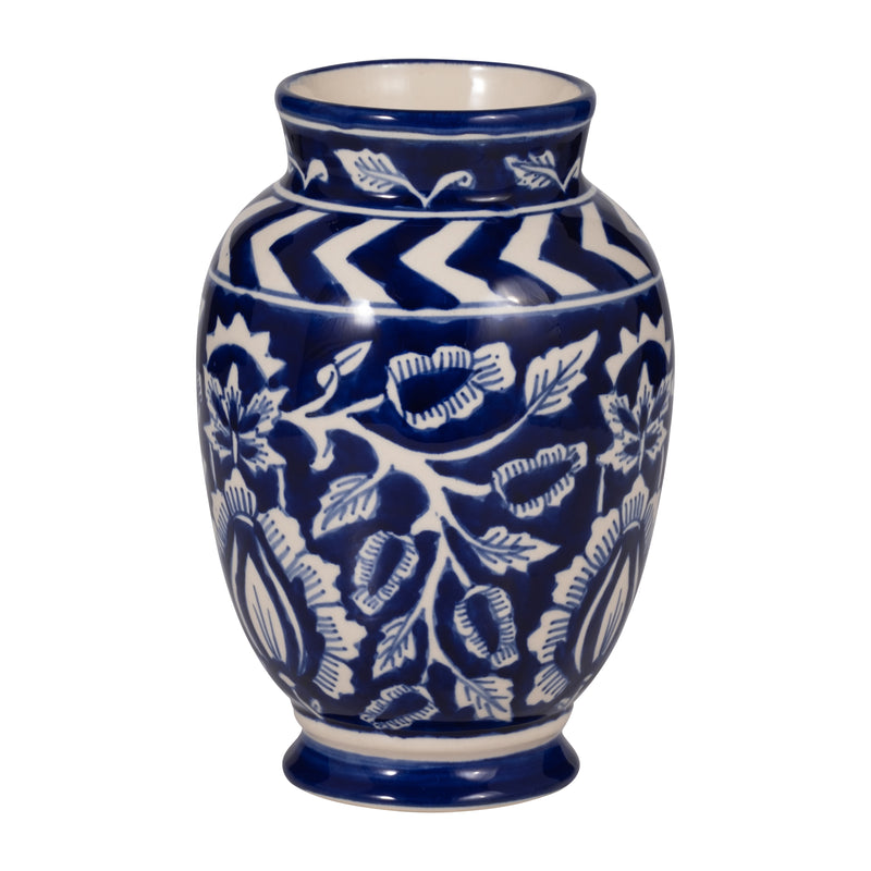 CERAMIC, 9 VINES TALAVERA VASE, BLUE/WHITE