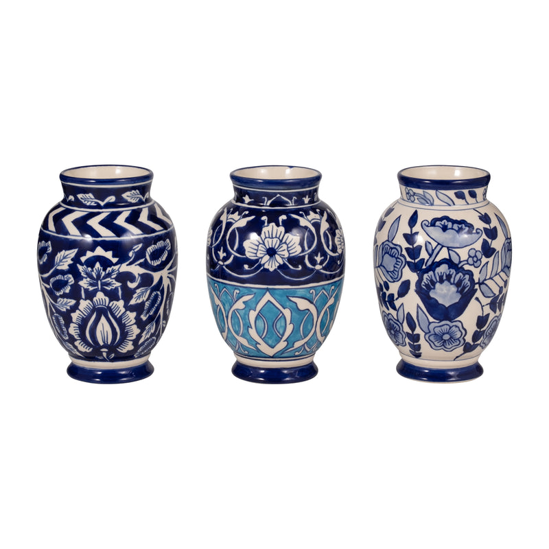 CERAMIC, 9 VINES TALAVERA VASE, BLUE/WHITE