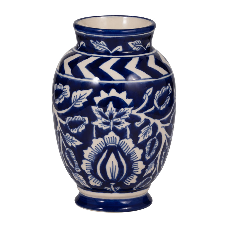 CERAMIC, 9 VINES TALAVERA VASE, BLUE/WHITE