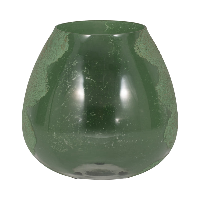 GLASS, 10 DIPPED VASE, GREEN