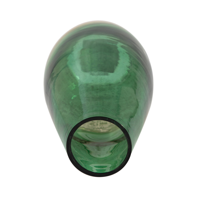 GLASS, 11 GOLD DIPPED VASE, GREEN