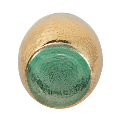 GLASS, 15 GOLD DIPPED VASE, GREEN