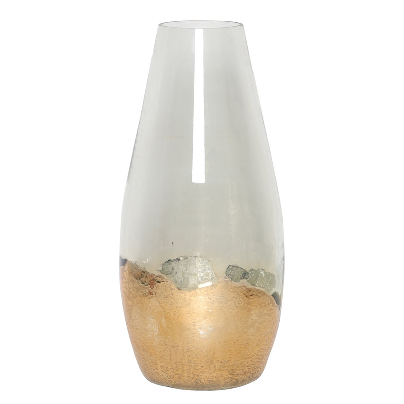 GLASS, 15 GOLD DIPPED VASE, CLEAR