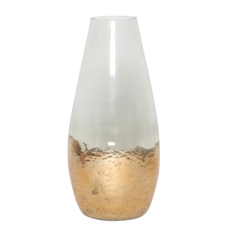 GLASS, 19 GOLD DIPPED VASE, CLEAR