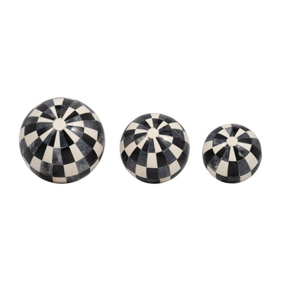 RESIN, S/3 4/5/6 CHECKERED ORBS, MULTI