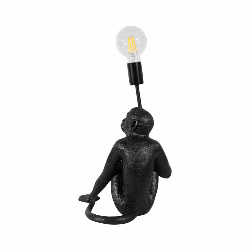 20 Monkey With Lightbulb Table Lamp, Black