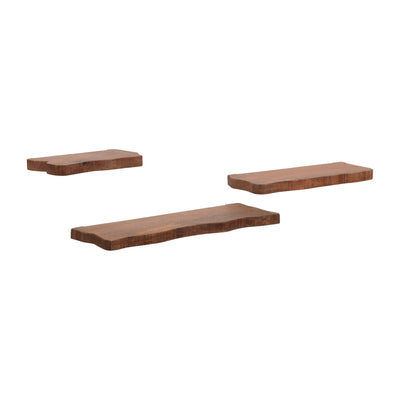 S/3 MANGO WOOD FLOATING SHELVES, BROWN