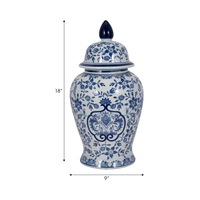 WHITE/BLUE TEMPLE JAR 18