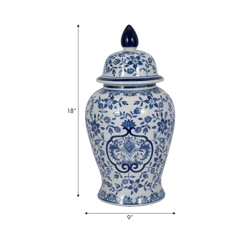 WHITE/BLUE TEMPLE JAR 18