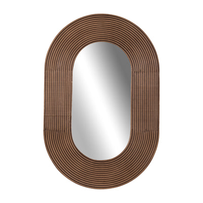 36 RIBBED OVAL MIRROR, WALNUT