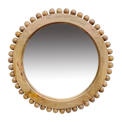 24 ROUND BEADED MIRROR, NATURAL