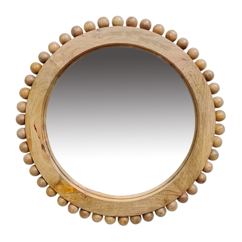 24 ROUND BEADED MIRROR, NATURAL