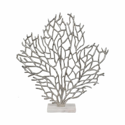 Metal, 21 Coral On Marble Base, Silver